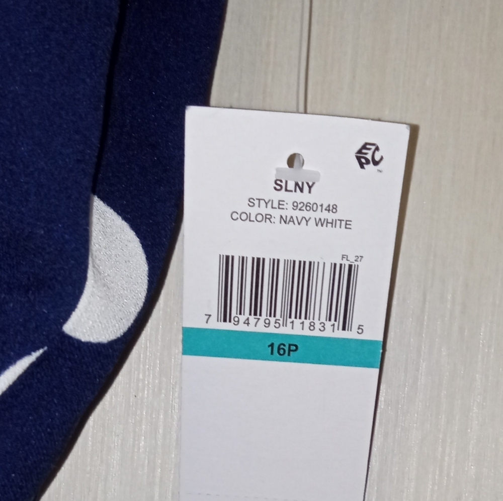 SLYN Navy and White Polka Dot Sleeveles Midi Dress 16P -NWT - Picture 8 of 11
